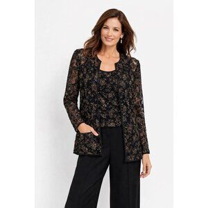 vintage 90s VICTOR COSTA NEIMAN MARCUS 2 piece sweater set black 10 beaded lace